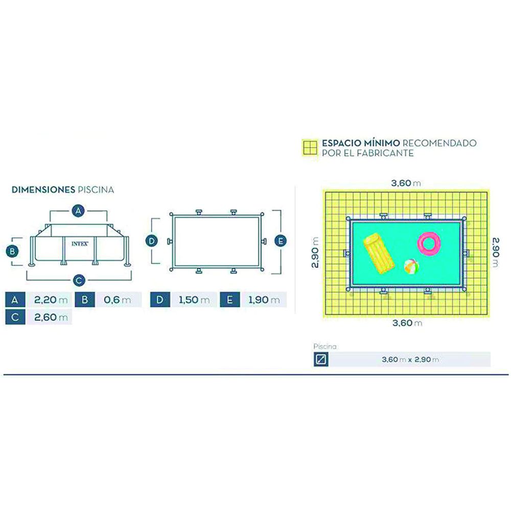 إنتكس حوض سباحة مستطيل صغير ٢٫٦ م × ١٫٦ م × ٦٥ سم – أزرق INT28271