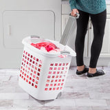 ستيرلايت سلة غسيل بلاستيكية بعجلات ١٫٧٥ بوشل – أبيض ورمادي