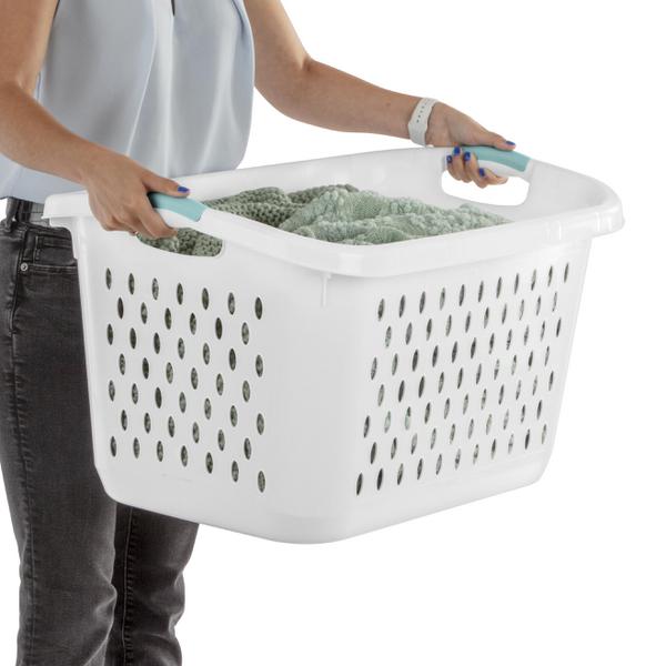 ستيرلايت سلة غسيل بلاستيكية – سعة ٢.٧ بوشل – أبيض وكروم أزرق